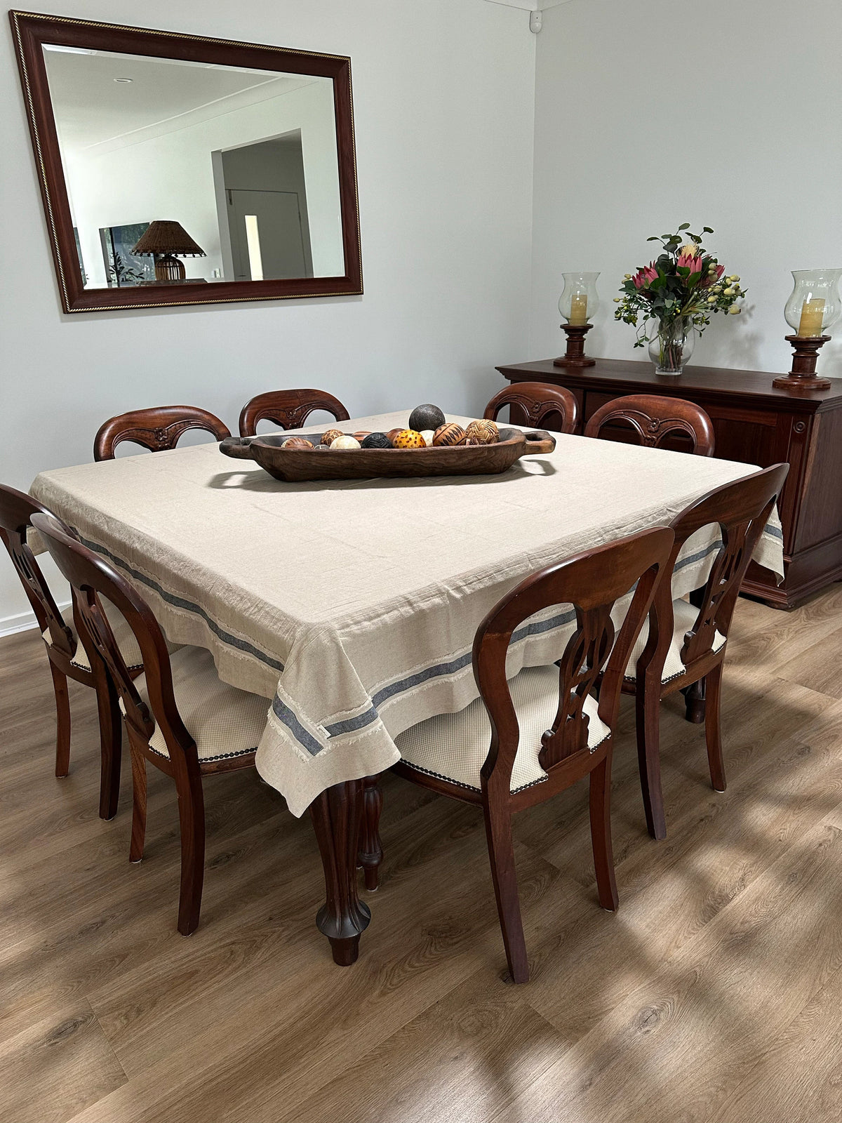 Simple Living - Custom Rustic Linen Tablecloth - Teaware Space