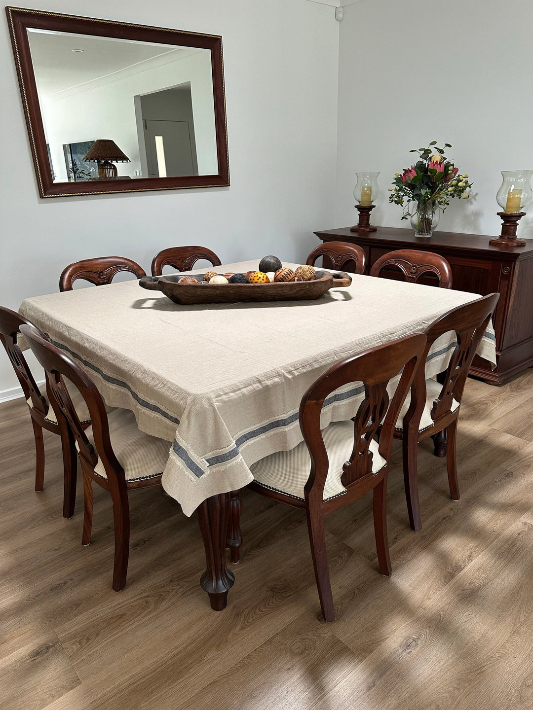 Custom French style  heavy Linen Tablecloth - Teaware Space