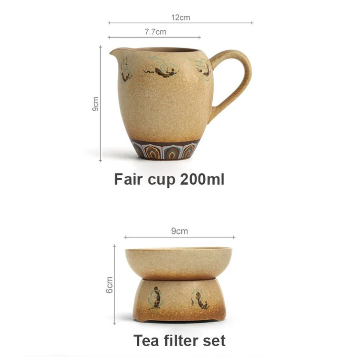 Flying Apsaras - Mogao Grottoes Vintage teapot with cups set
