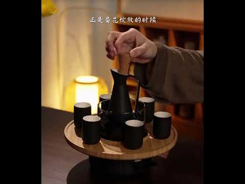 Joy at Meeting - Japanese sake set with tray, warmer, and candle stove