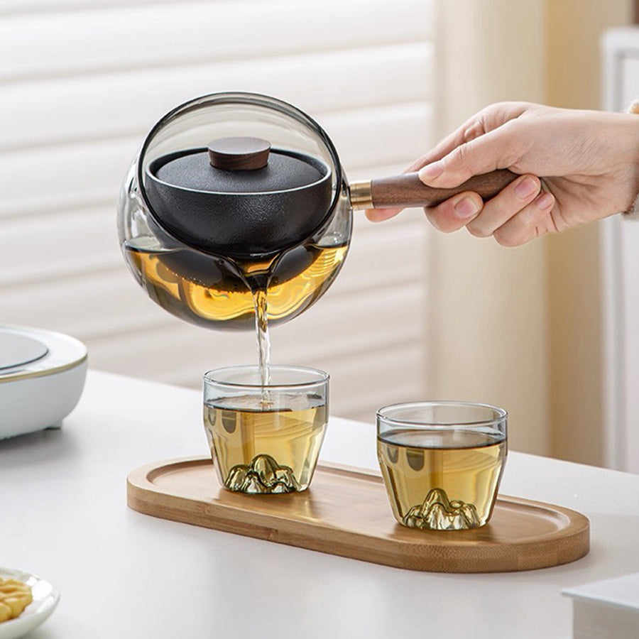 Minimalist glass teapot with rotate infuser - Teaware Space