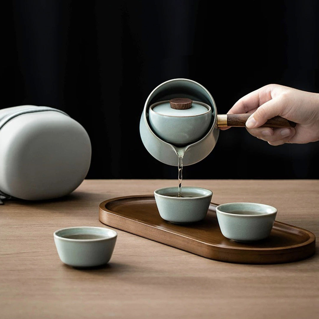 Ru ware tea set with travel kit 