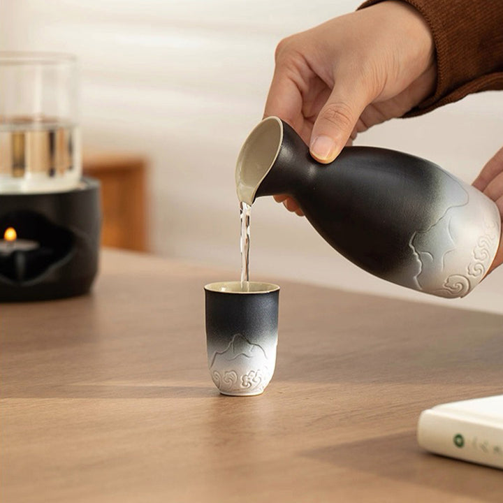 Mountain and Sea - Authentic hot sake set with warmer