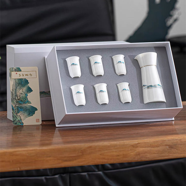 Thousands of Miles - Hand-painted Vintage Japanese Sake Set of 7