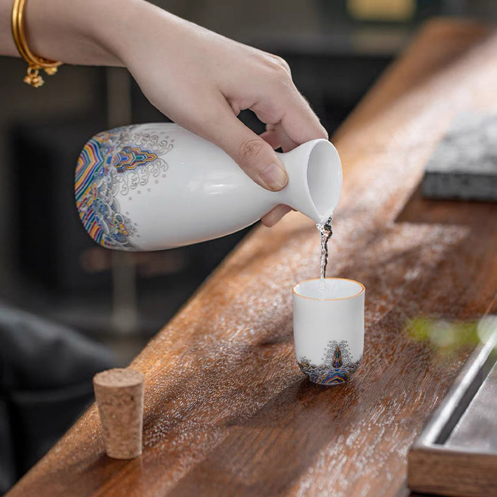 Mountain & Sea - Custom vintage sake set with tray | Gift for him