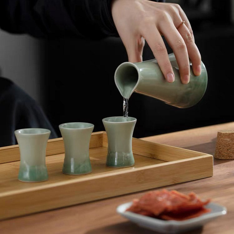 Custom Japanese sake set with warmer, stove, and tray