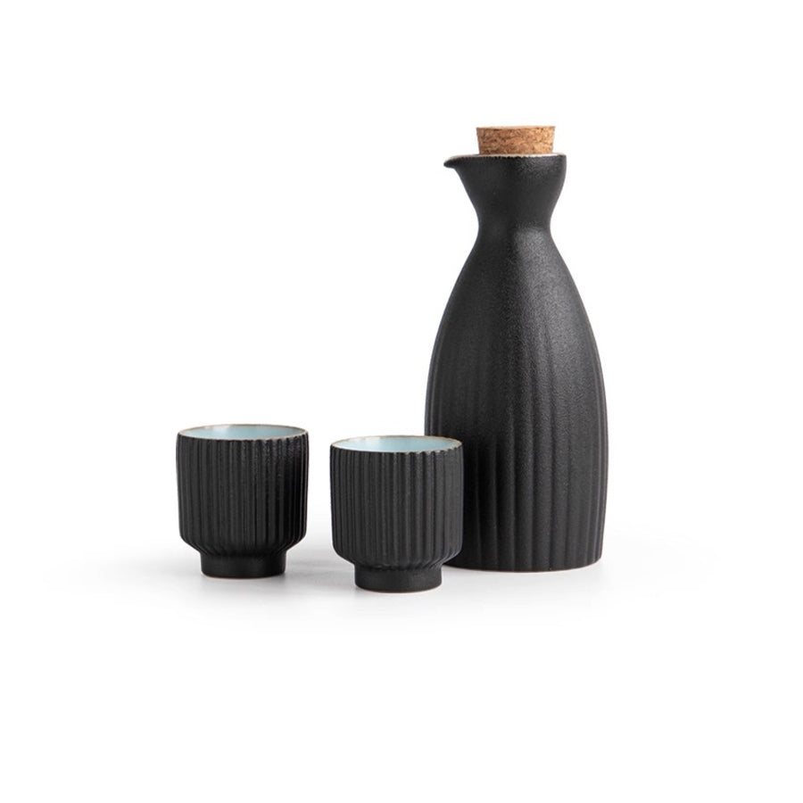 Kyoka - Vintage black sake warmer set