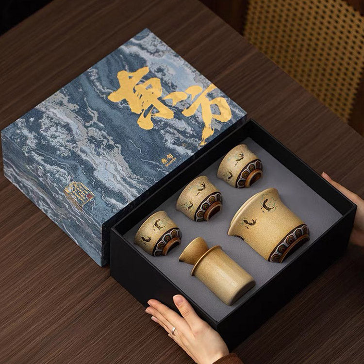 Flying Apsaras - Mogao Grottoes handmade sake warmer set - Teaware Space