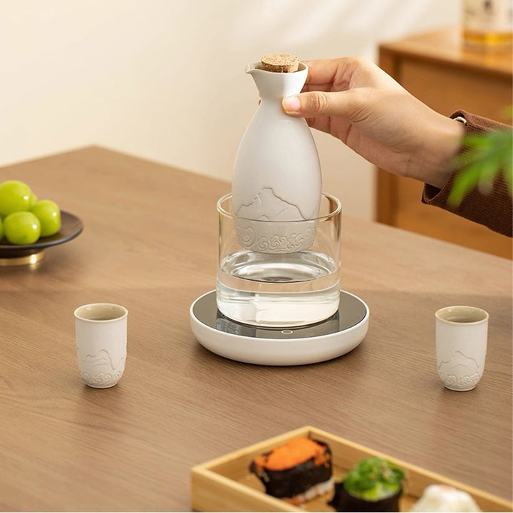 Mountain and Sea - Japanese sake set with warmer