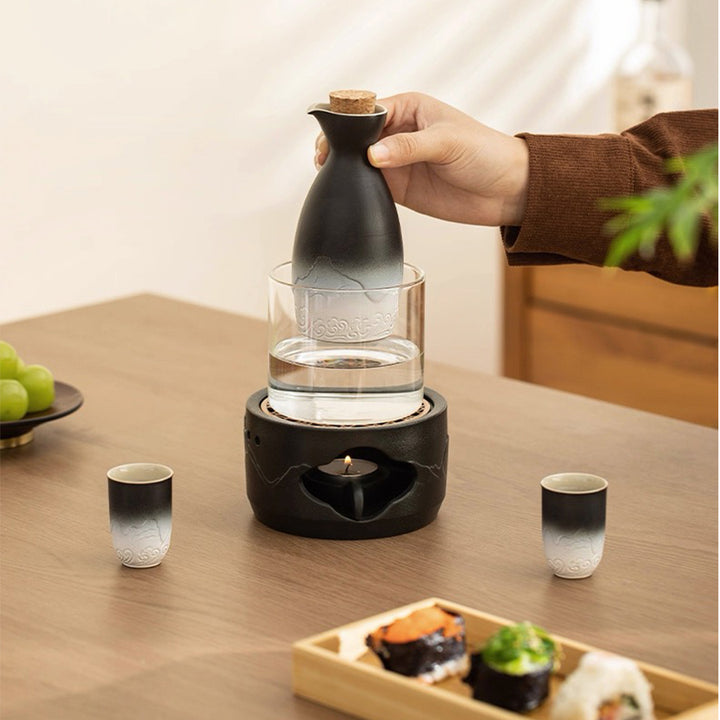 Mountain and Sea - Authentic hot sake set with warmer