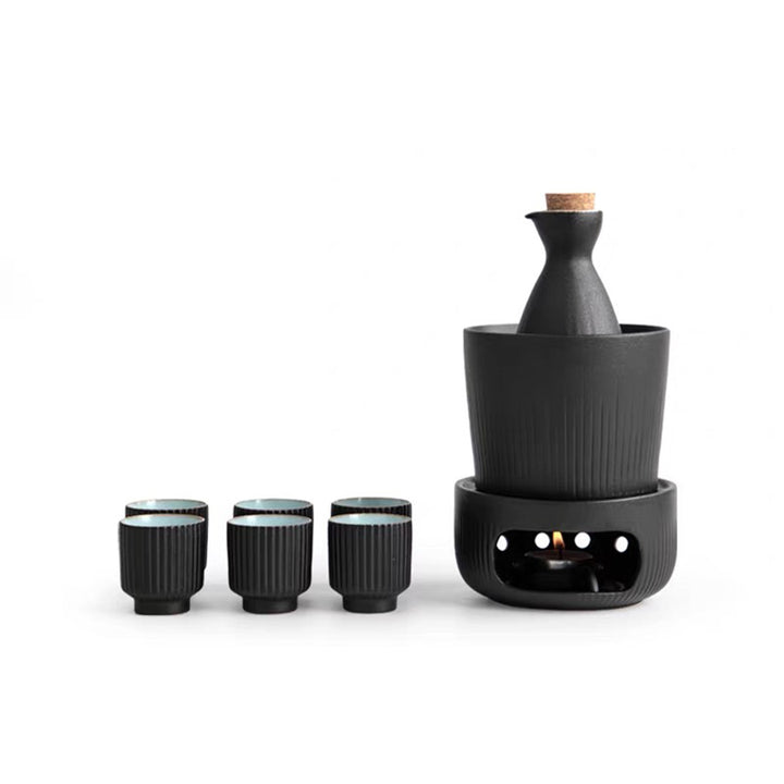 Kyoka - Vintage black sake warmer set