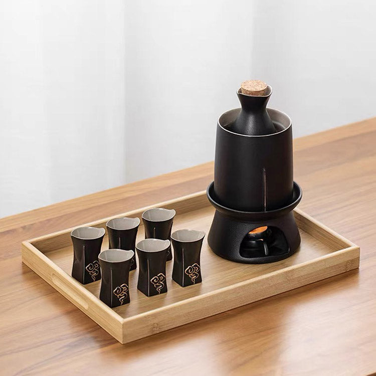 Lucky Cloud - Vintage black sake warmer set