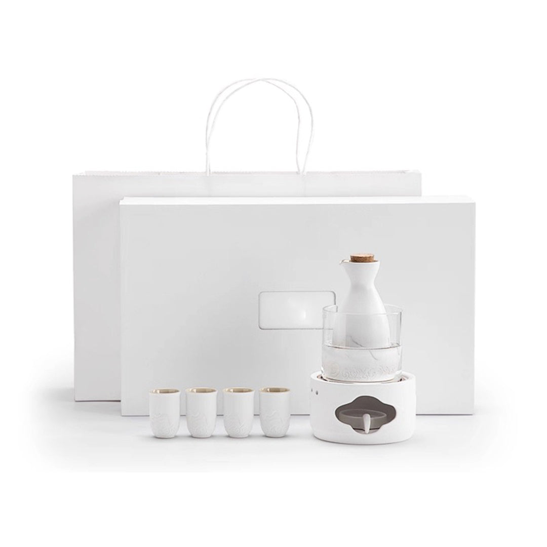Mountain and Sea - Japanese sake set with warmer