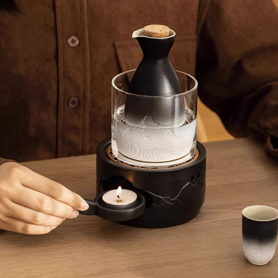 Mountain and Sea - Authentic hot sake set with warmer