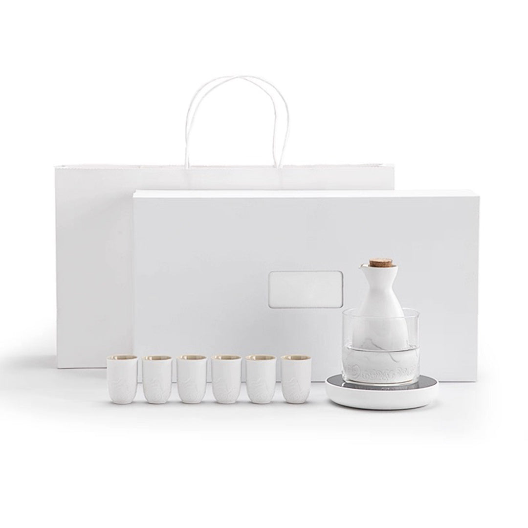 Mountain and Sea - Japanese sake set with warmer