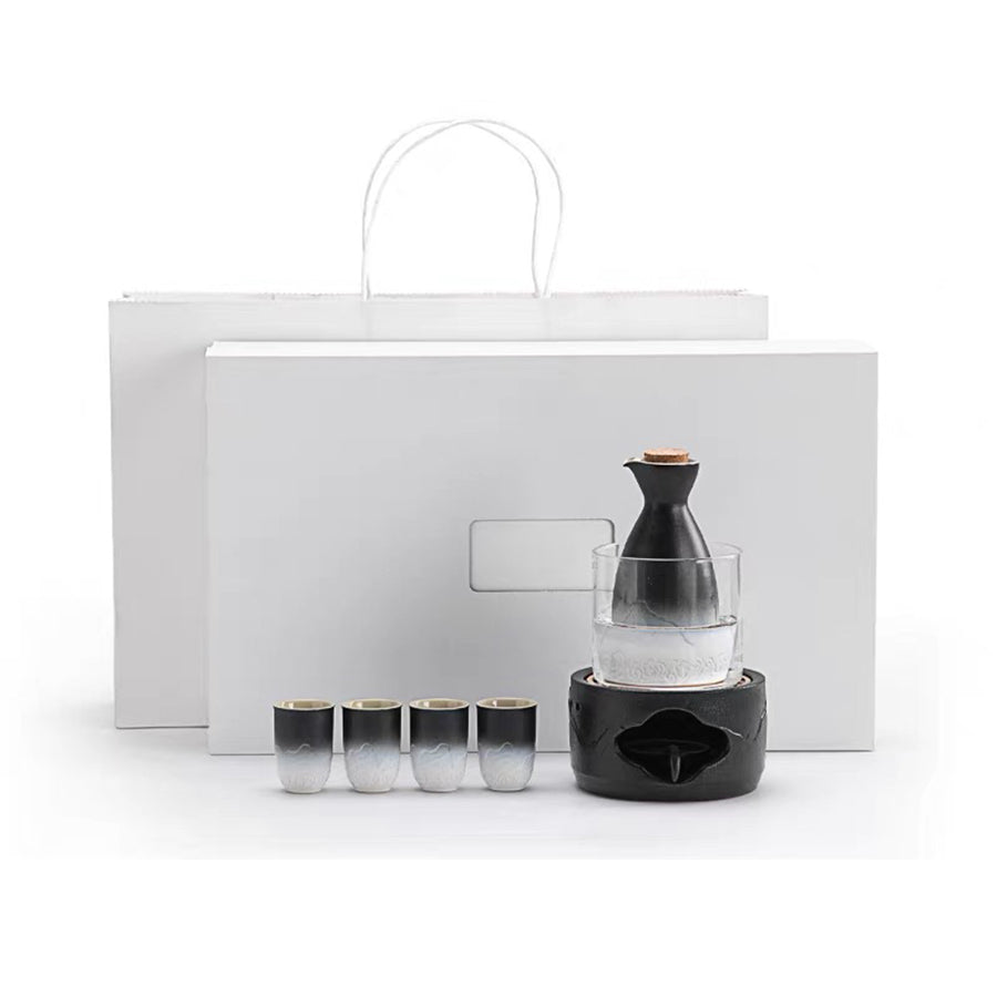 Mountain and Sea - Authentic hot sake set with warmer