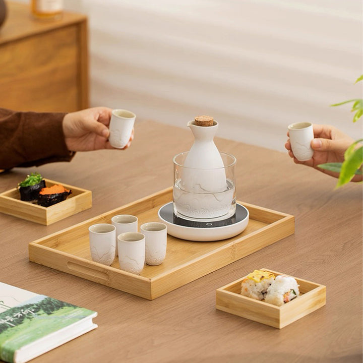Mountain and Sea - Japanese sake set with warmer