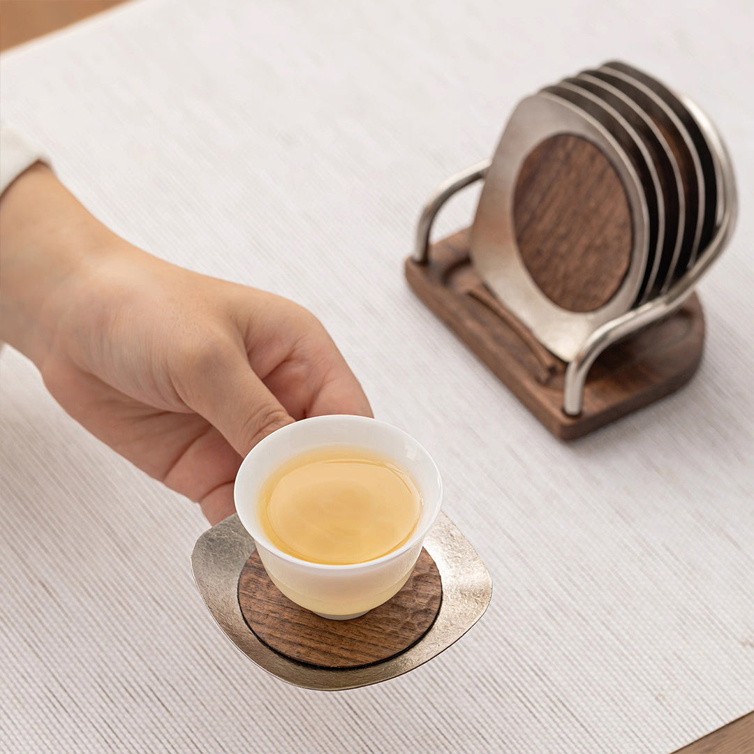 Ti-time  - Titanium coaster  set of 6 with holder