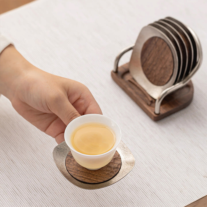 Ti-time  - Titanium coaster  set of 6 with holder