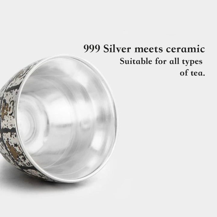 Thousand Buddha - Handmade silver and ceramic travel tea set - Teaware Space