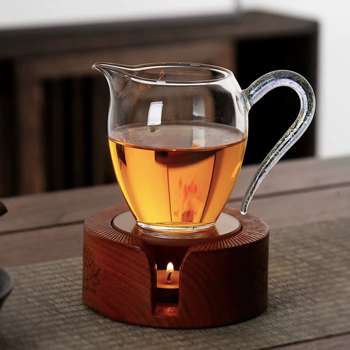 Walnut wood tea warmer candle stove | Essential oil burner