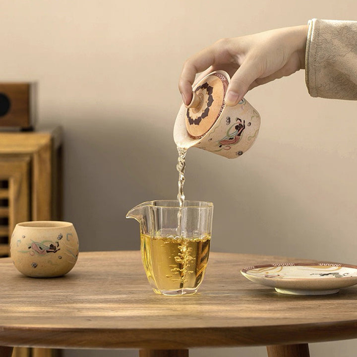 Dance with the flow - Handmade Chinese Gaiwan tea set