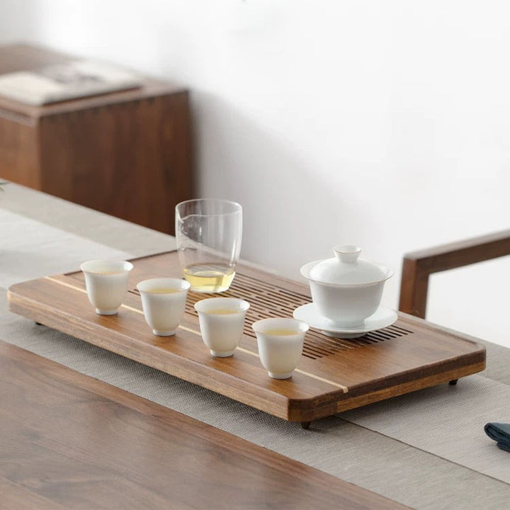 Natural heavy Bamboo tea serving tray with water storage | Wedding/housewarming Gift