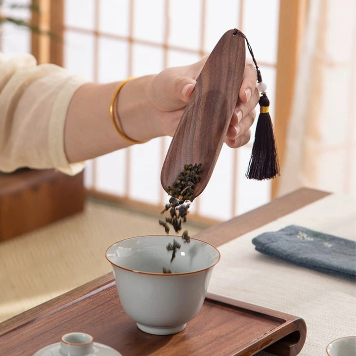 Custom tea ruler |Walnut wood tea spoon for tea ceremony