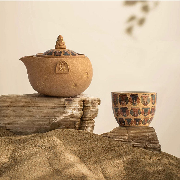 Thousand Buddha - Handmade portable tea set for couple - Teaware Space