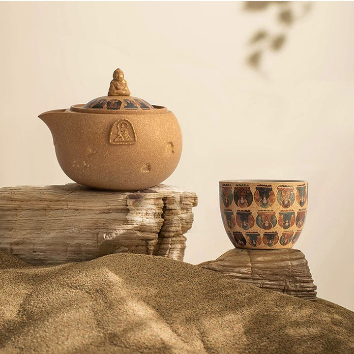 Thousand Buddha - Handmade portable tea set for couple - Teaware Space