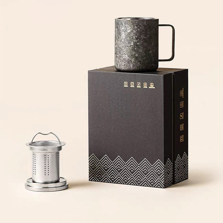 Unbreakable - Black Titanium tea infuser mug with lid