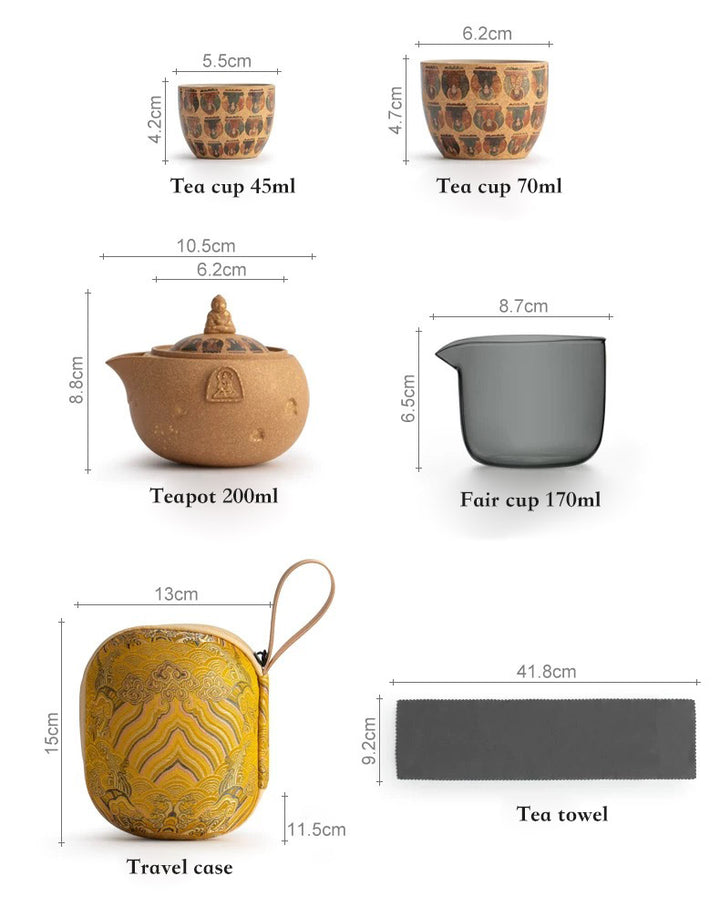 Thousand Buddha - Handmade portable tea set for couple - Teaware Space