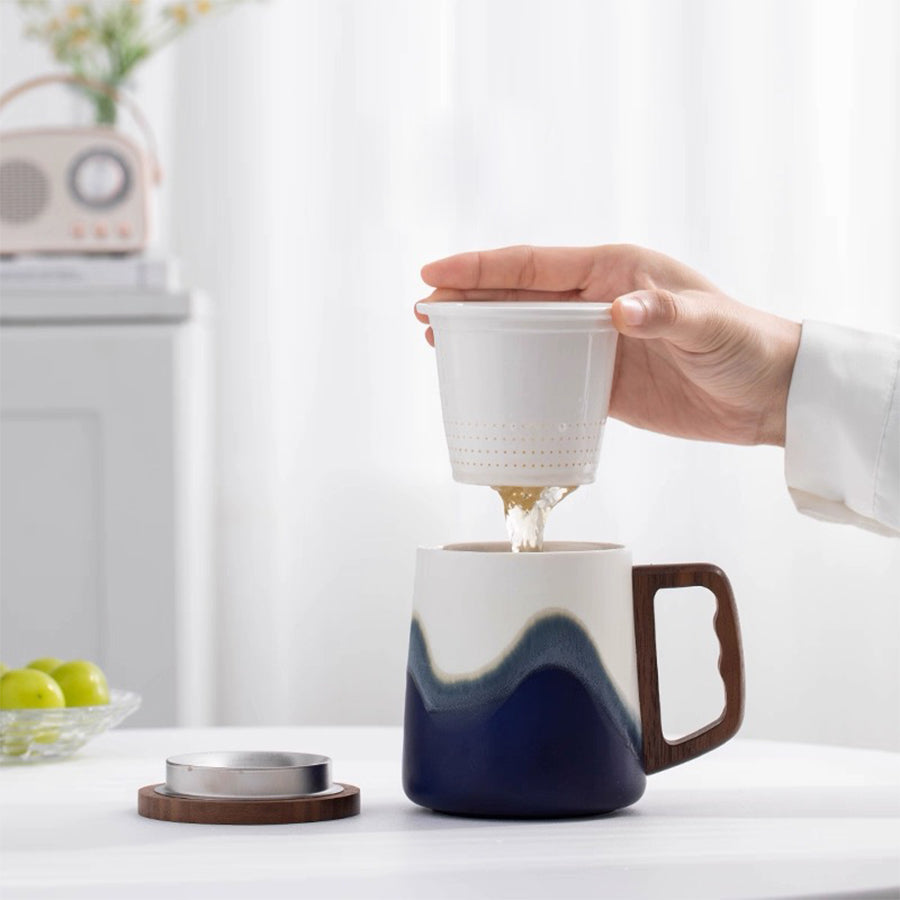 Mountain and Sea - Ceramic tea infuser mugs