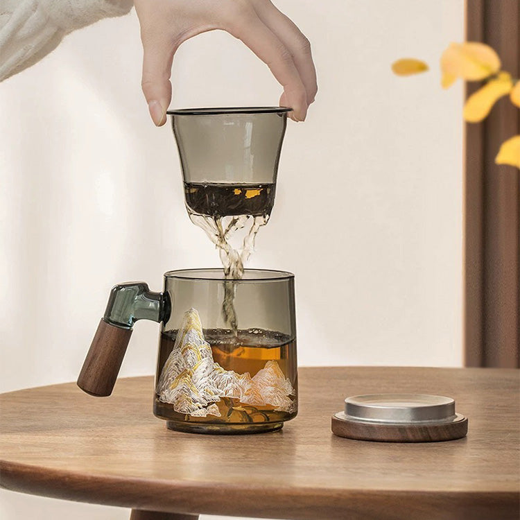 Peak and pit - 3D mountain glass tea cup 400ml - Teaware Space