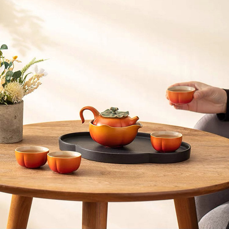 Surrender - 7 pcs Persimmon kungfu tea set with tray