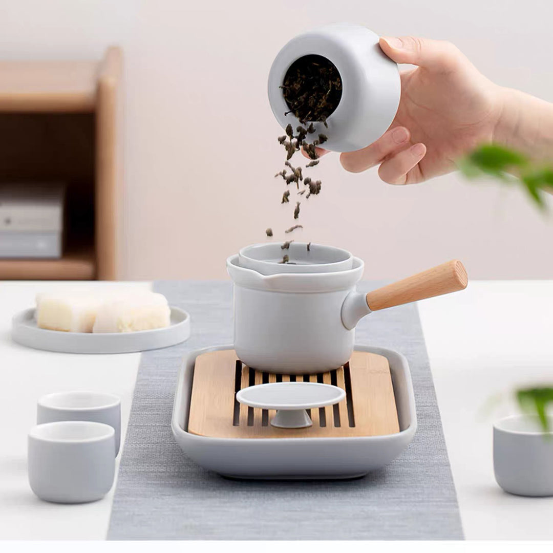 Service à thé de voyage minimaliste grand avec plateau | Van life home boho décor / Pendaison de crémaillère/Mariage/Cadeau d’anniversaire
