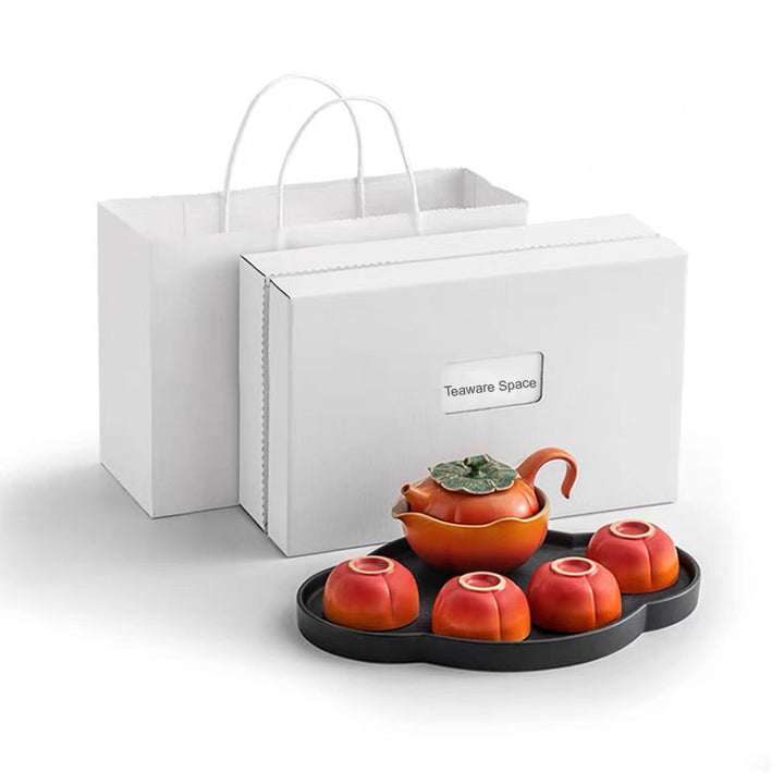 Surrender - 7 pcs Persimmon kungfu tea set with tray