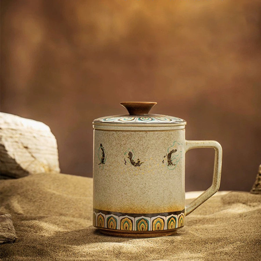 Mogao Grottoes style tea mug with infuser