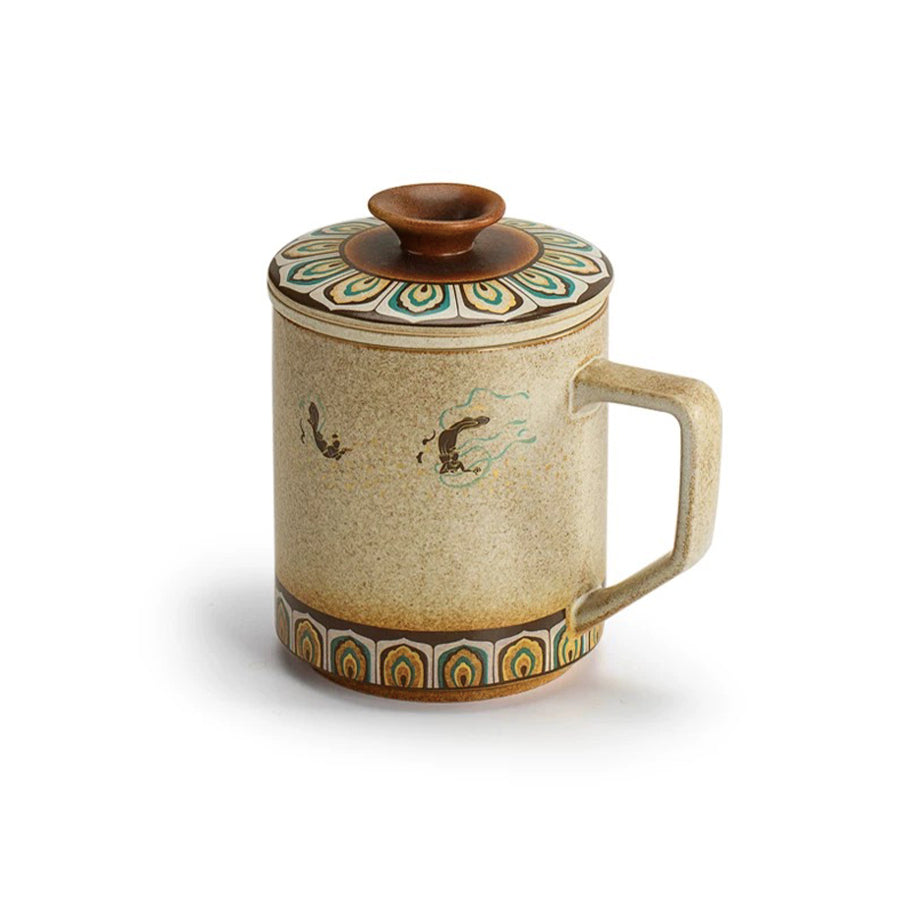 Mogao Grottoes style tea mug with infuser