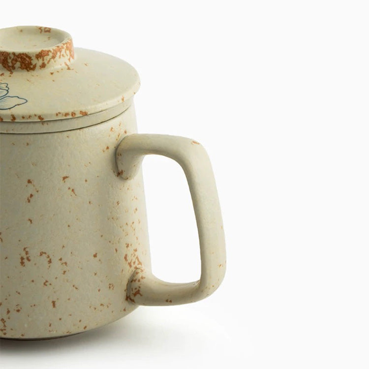 Butterfly on flowers - Hand-painted tea infuser mug - Teaware Space