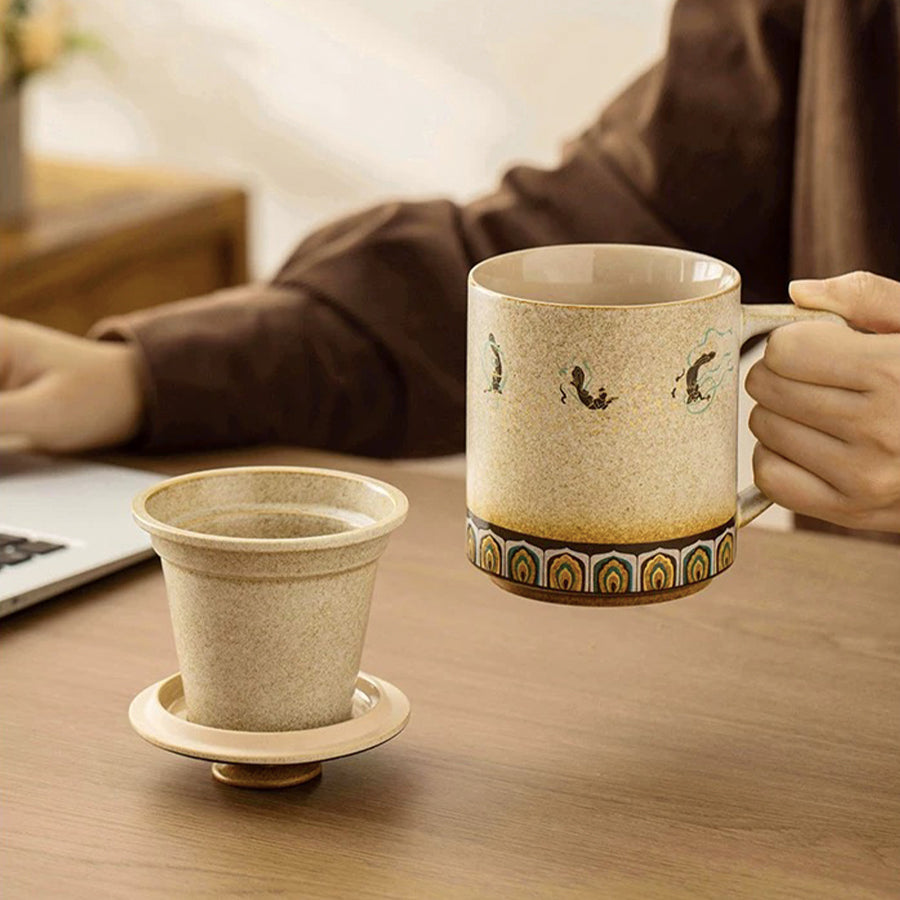Mogao Grottoes style tea mug with infuser