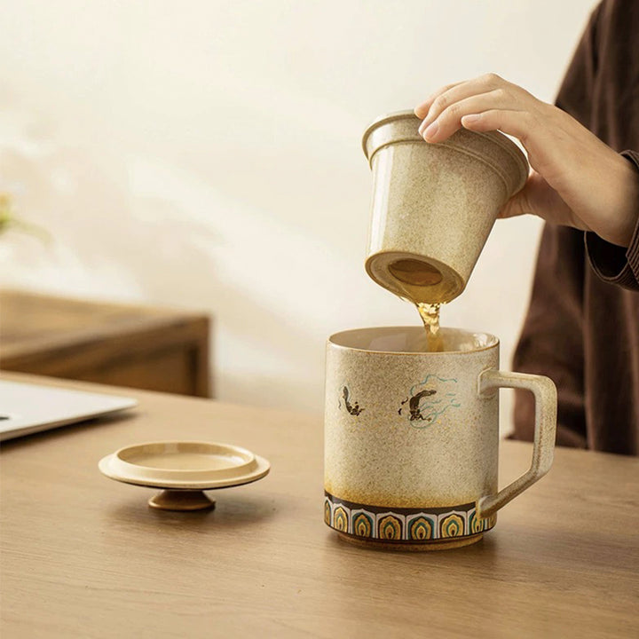 Mogao Grottoes style tea mug with infuser