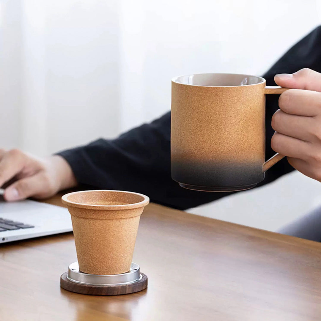 Personalized tea mug with infuser and lid | ceramic tea cup| Mr and Mrs mug set