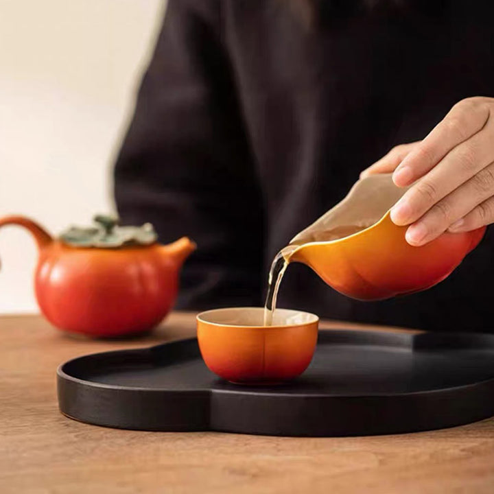 Surrender - 7 pcs Persimmon kungfu tea set with tray