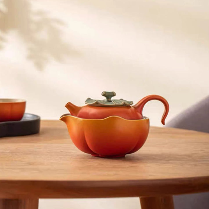 Surrender - 7 pcs Persimmon kungfu tea set with tray