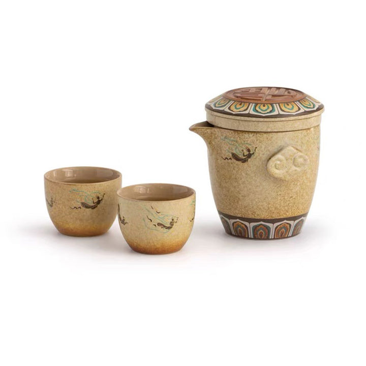 Flying Apsaras - Dunhuang portable tea set for two