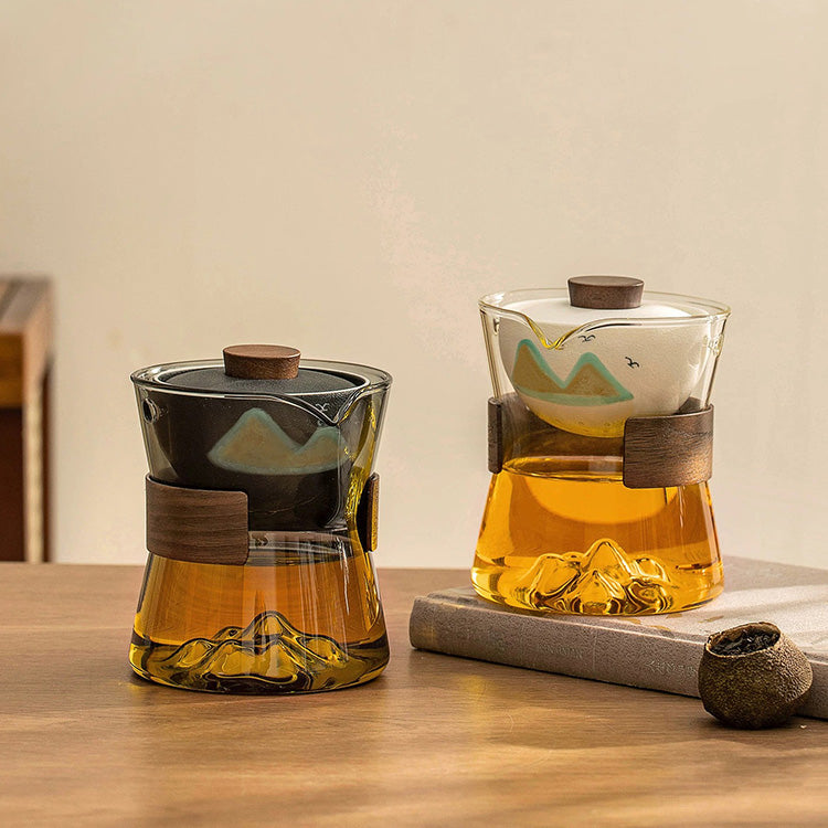 Peace in Mind -  3D mountain glass teapot with rotating infuser - Teaware Space