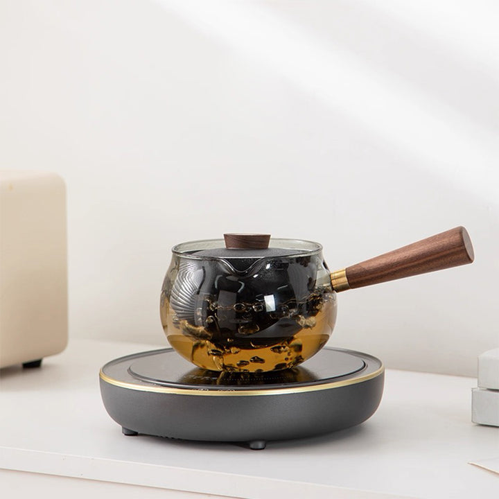 Minimalist glass teapot with rotate infuser
