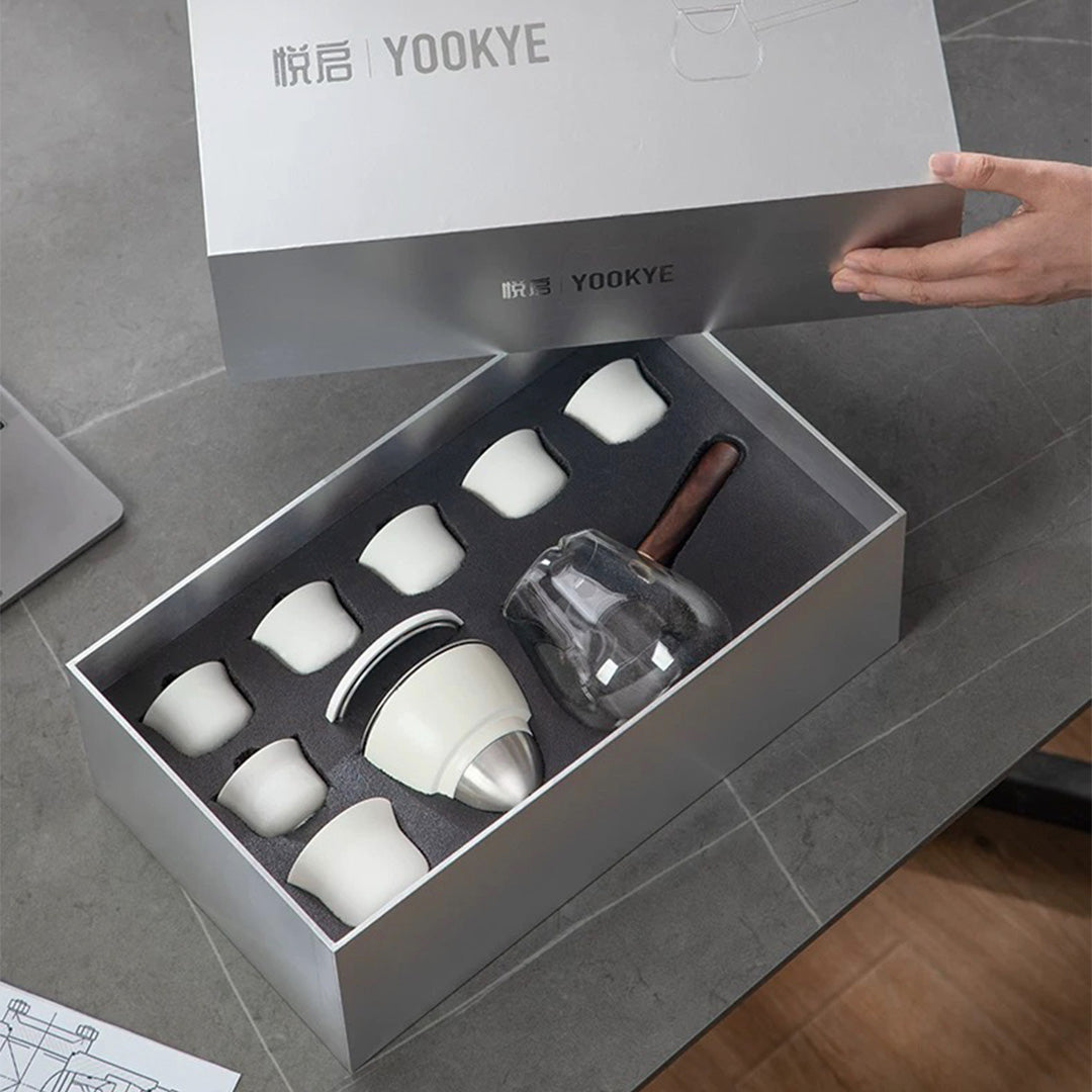 Semi automatic glass tea set| Personalized tea ceremony set with kettle - Teaware Space