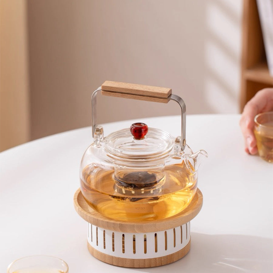 The zen seeker - Boho glass kettle with warmer - Teaware Space